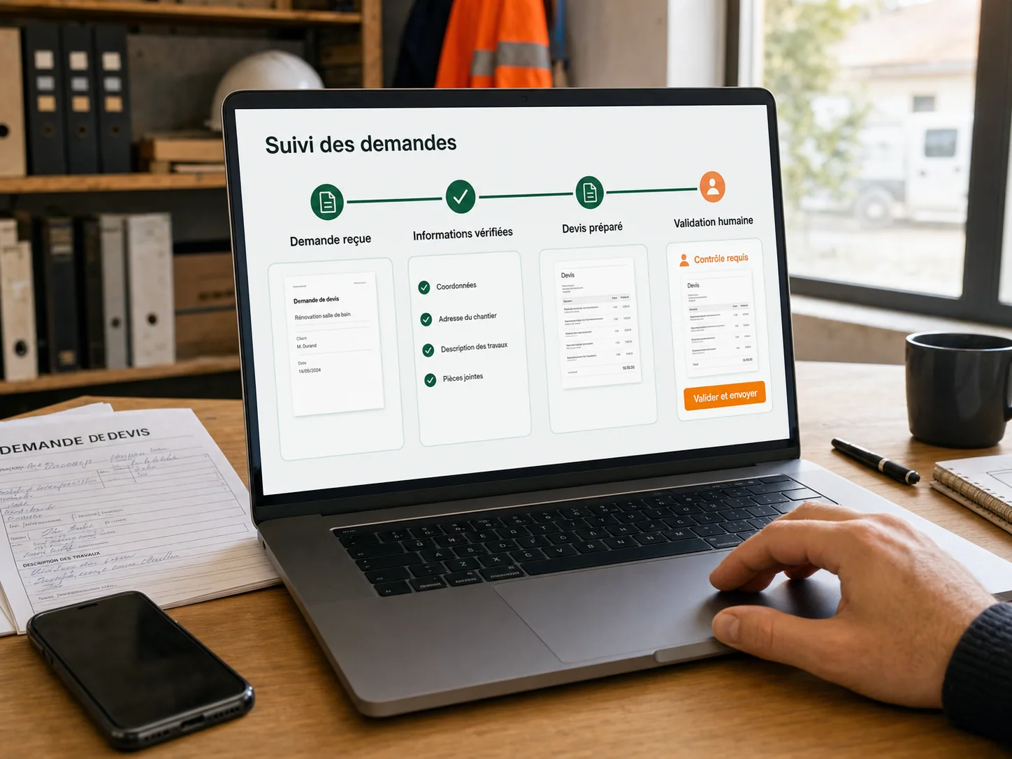 Exemple d’un suivi automatisé de demandes avec validation humaine